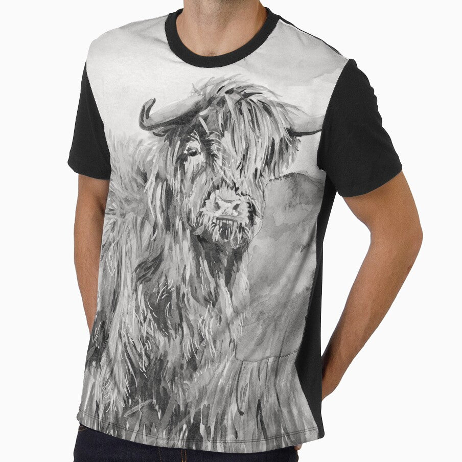 Highland Cow (Black & White) by 3willows