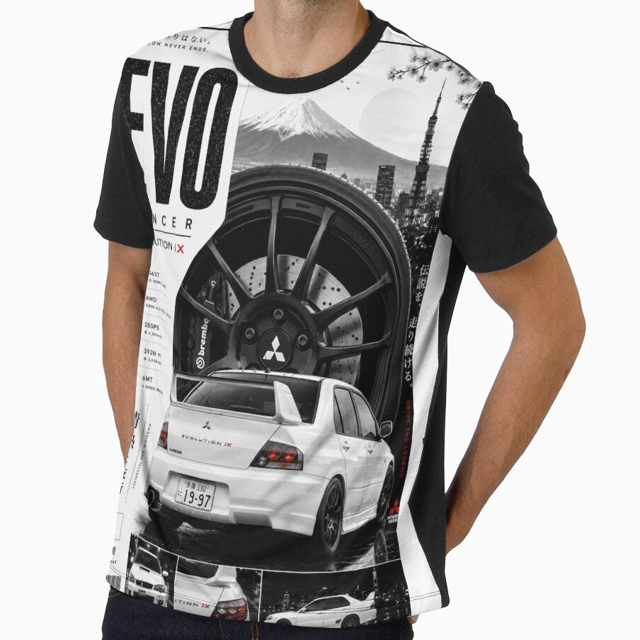 Mitsubishi Lancer Evolution IX White Edition JDM Poster Sticker by MidnightPistons