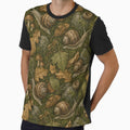 Goblincore Snails Moss And Forest Floor Seamless Pattern Olive Green by StickyGuys