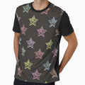 Oversized Sketchy Candy Rainbow Stars - Onyx Black by Daniel Bevis Design