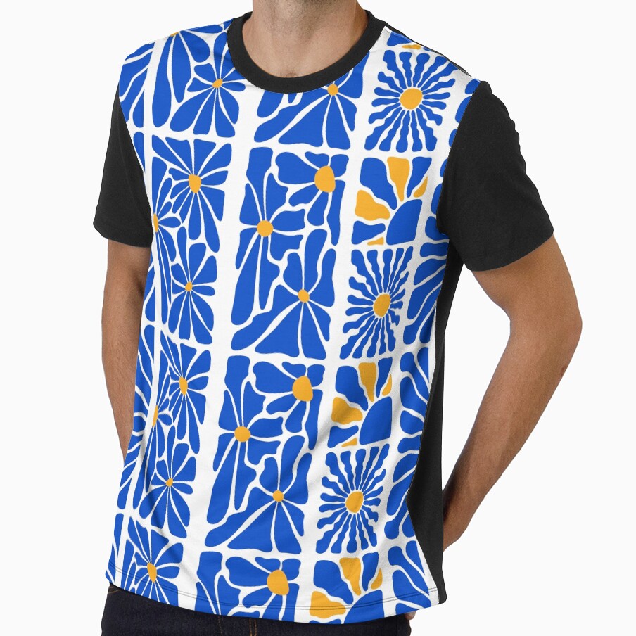 Cobalt Blue Abstract Floral Grid by WillCraftx