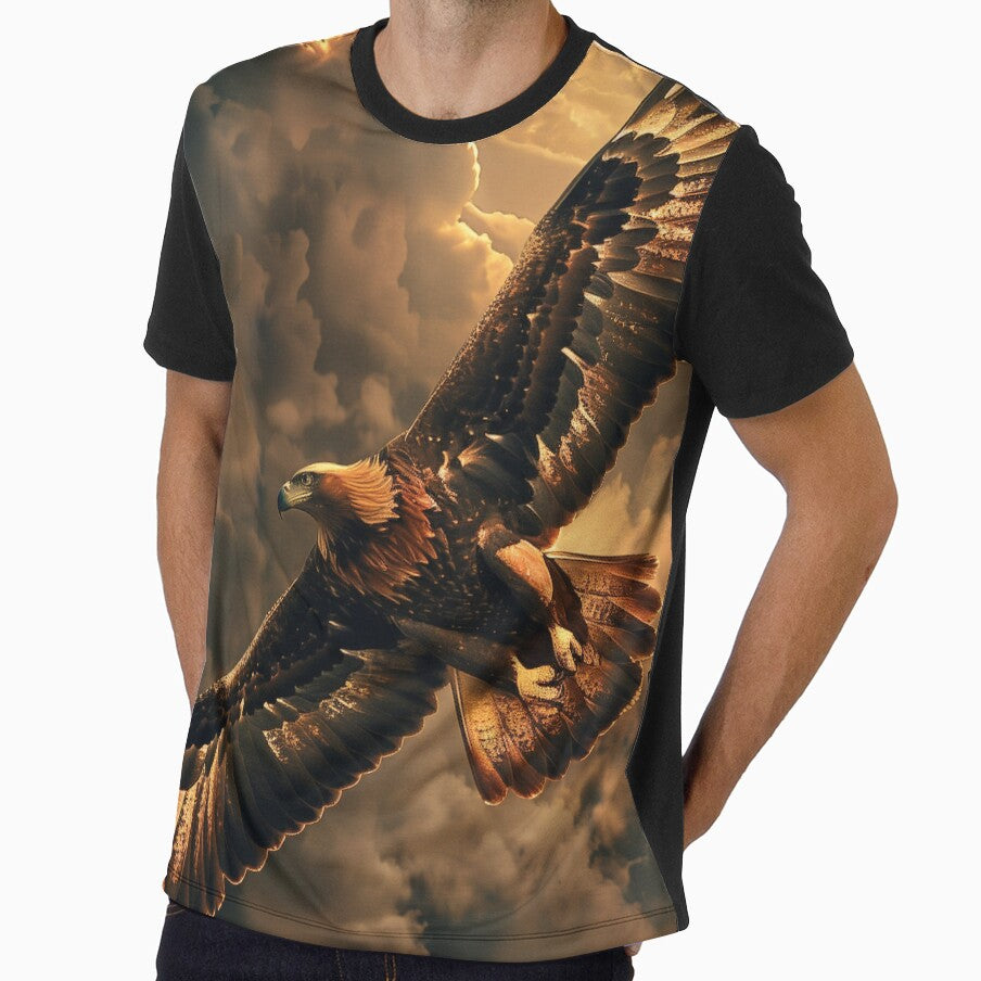 Eagle Through Golden Storm Clouds by QuantumDrift