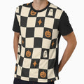 Retro Checkered Halloween Pumpkin Ghost Checkerboard by StickyGuys