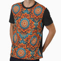 Turquoise & Burnt Orange Floral Mandala Pattern by Colorshow-relax