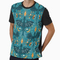 Dark Whimsigoth Dragon and Forest Foxes Folk Art Pattern by chriswo-design