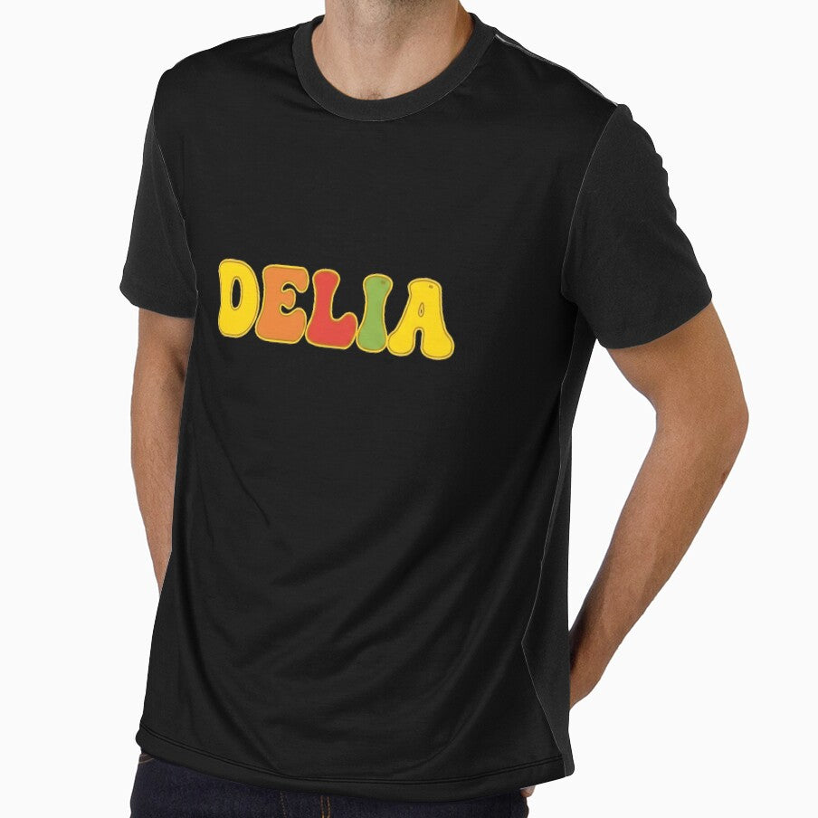 ❤️ Delia Personalized Name Wavy Retro Shirt, Coffee Mug, Sticker Gift by HelixPedia