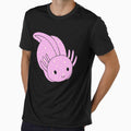 Cute Kawaii Baby Chibi Axolotl in Pastel Pink with Hearts and Cloud Pattern by InkMemories