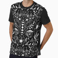 Whimsigoth Moth Moon Damask White on Black by WonderAndWhim