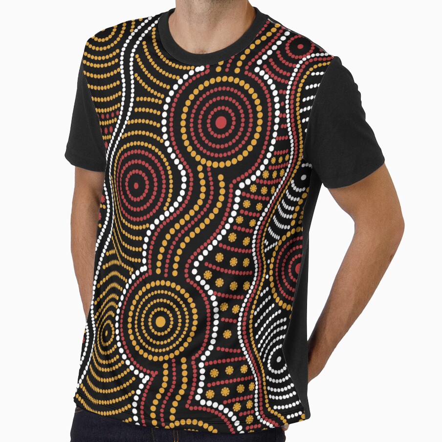 Aboriginal Dot Painting Waterhole Red And Yellow by AboriginalartVI