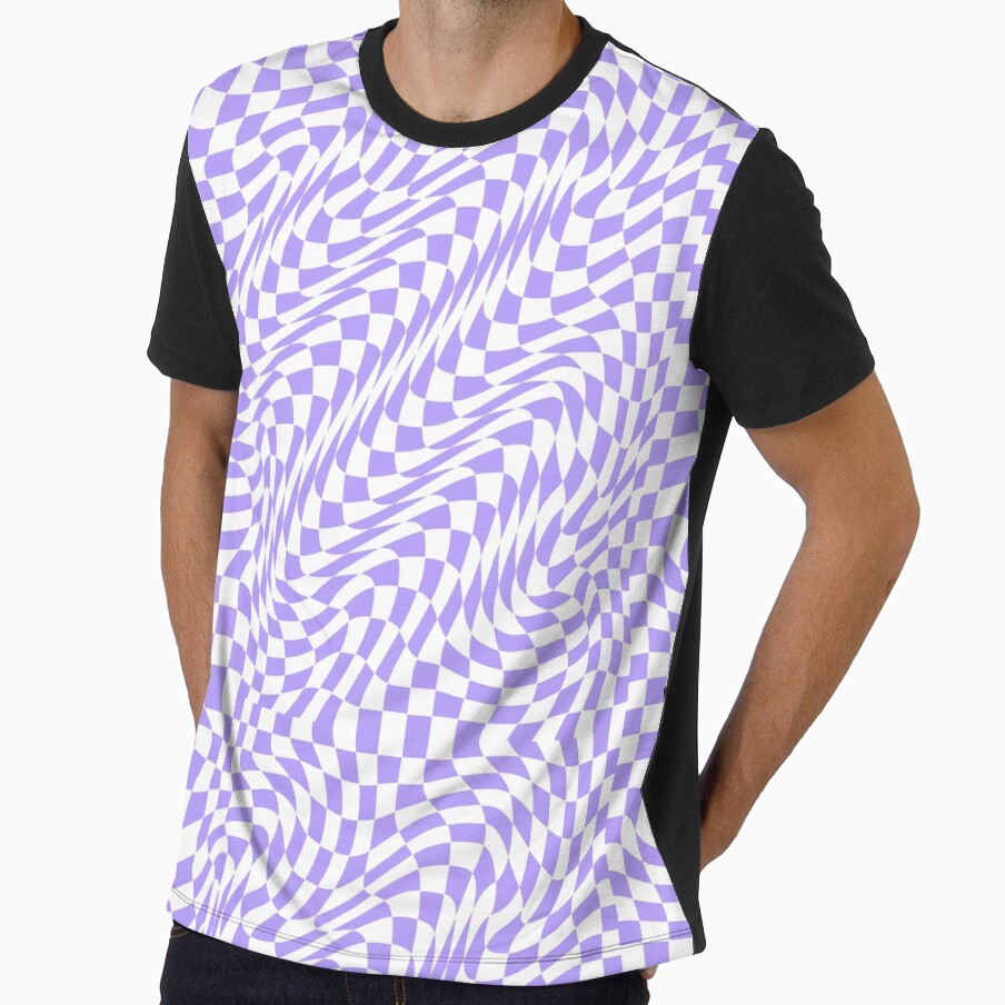 Psychedelic Wavy Checkerboard Pattern in Lilac Pastel by BeesBarn