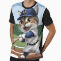 cat playing baseball by keerys