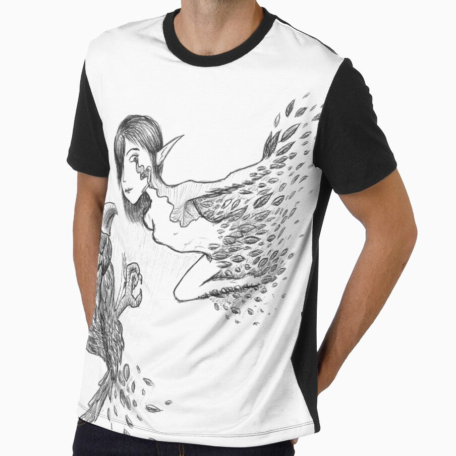 Abstract Magical Bird Human Flying Black Ballpoint Pen Drawing by BOKEbyTC