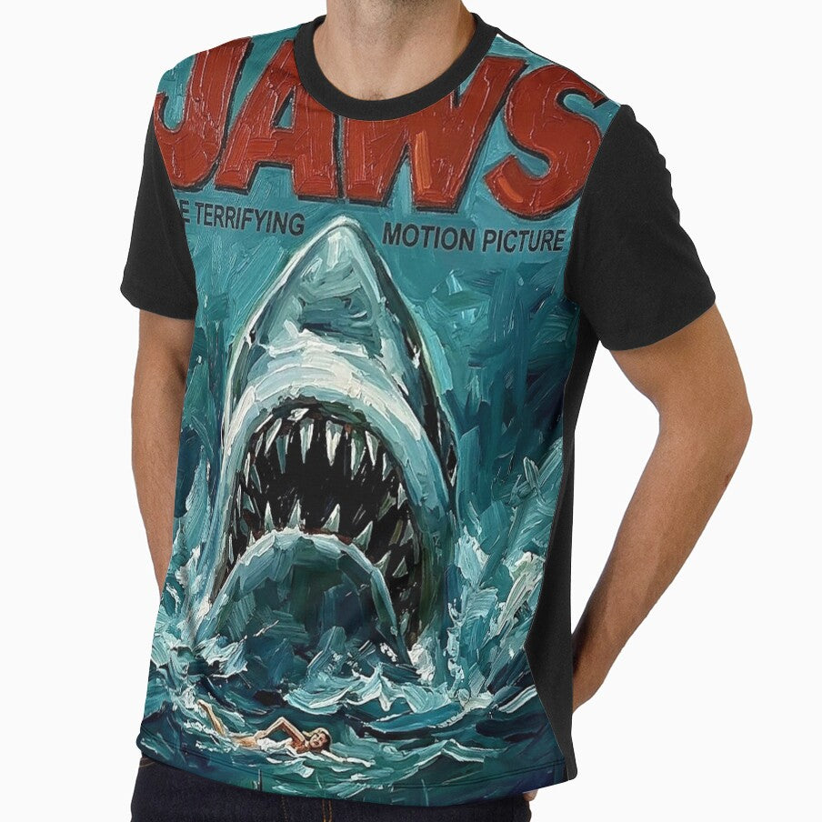 The Deep Blue: Jaws Great White Impasto Movie Poster Tribute by Art's Diner