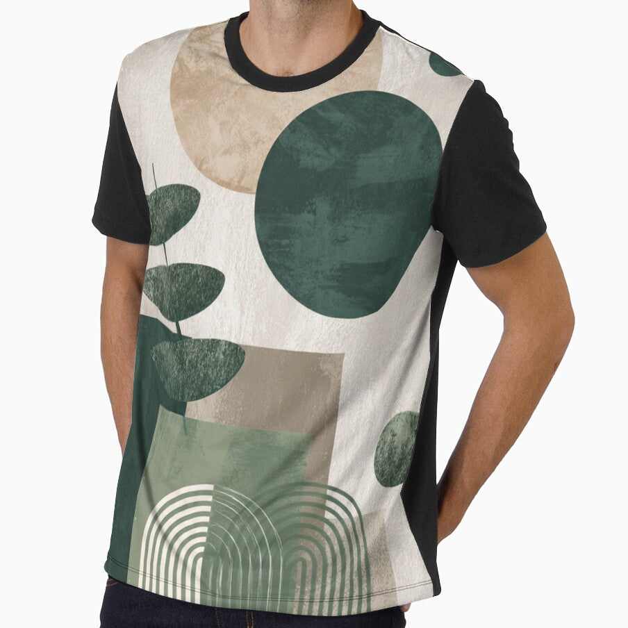 Boho Nature Composition - Forest Green Beige Geometric Sun by DkSpirit