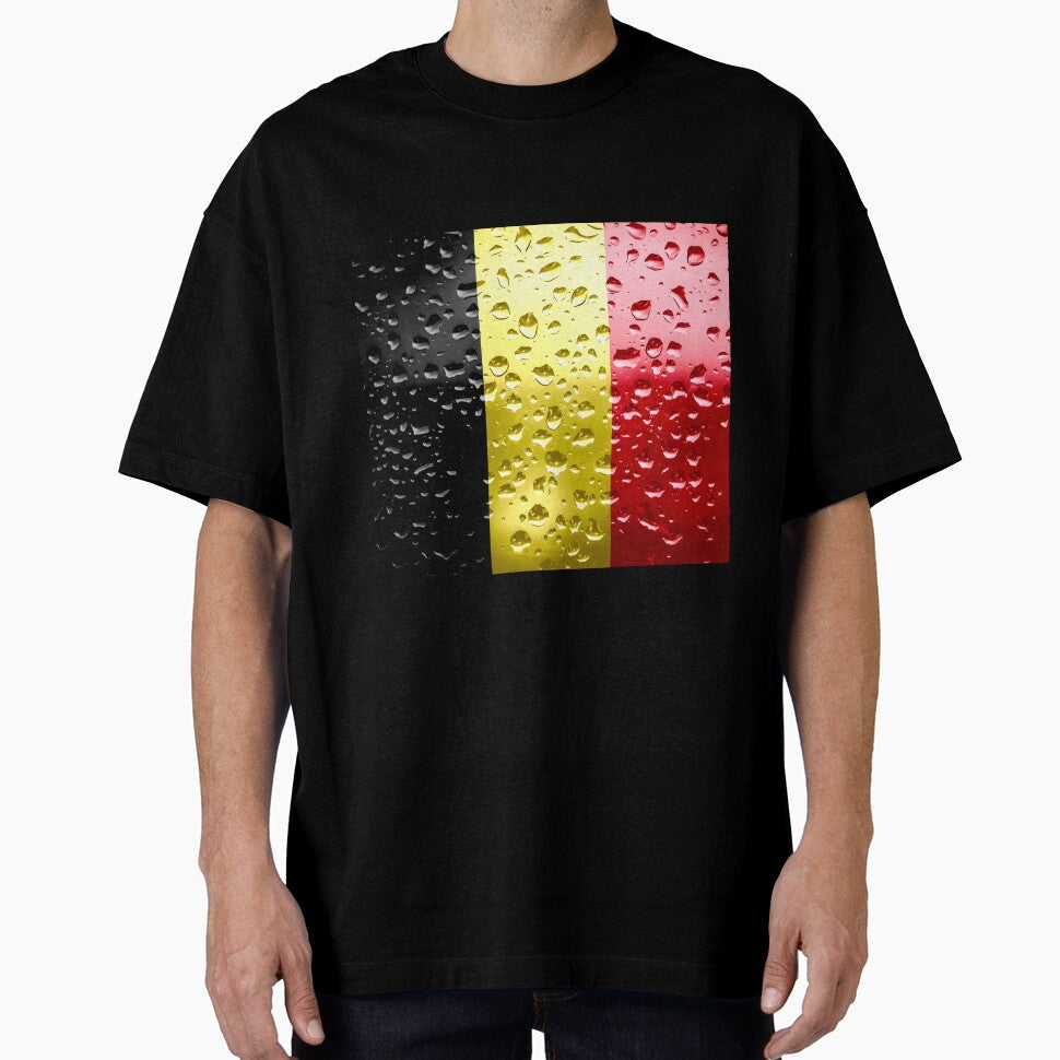 Flag of Belgium - Raindrops Metallic Metal Water Rain Car Bumper Flags Grunge by Dr-Pen
