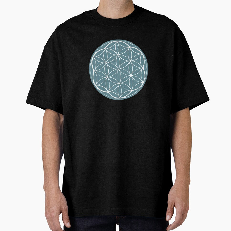 Flower of Life Linocut - Peacock + Snow by Irene Estelle