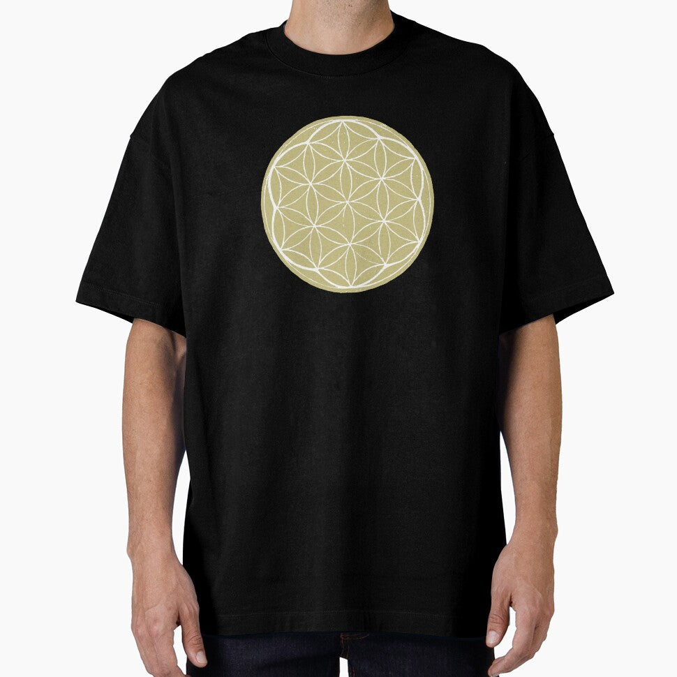 Flower of Life Linocut - Gold + Snow by Irene Estelle