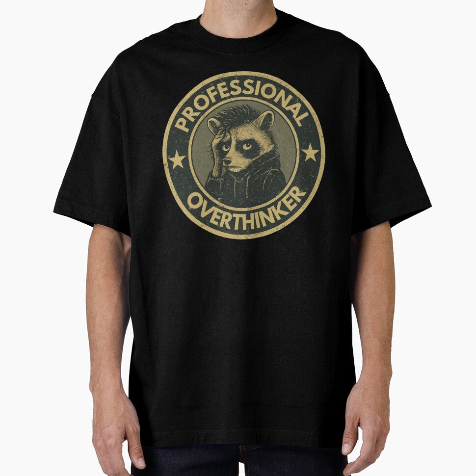 Professional Overthinker Raccoon Badge by TytherleyTees