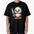 Cute angry duck with knife by Emegan Print Art