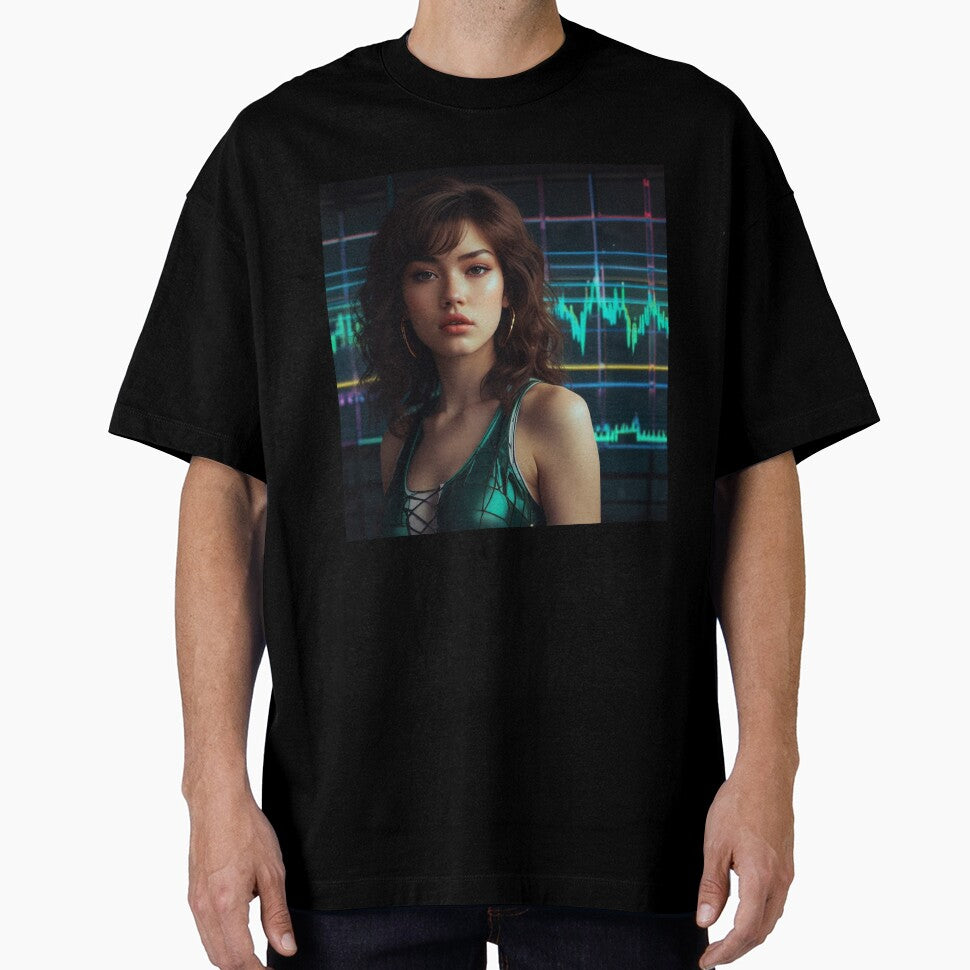 Electric Retrowave Anime Girl 80S Neon | Dark Aesthetic T-Shirt by Joy-boy-op