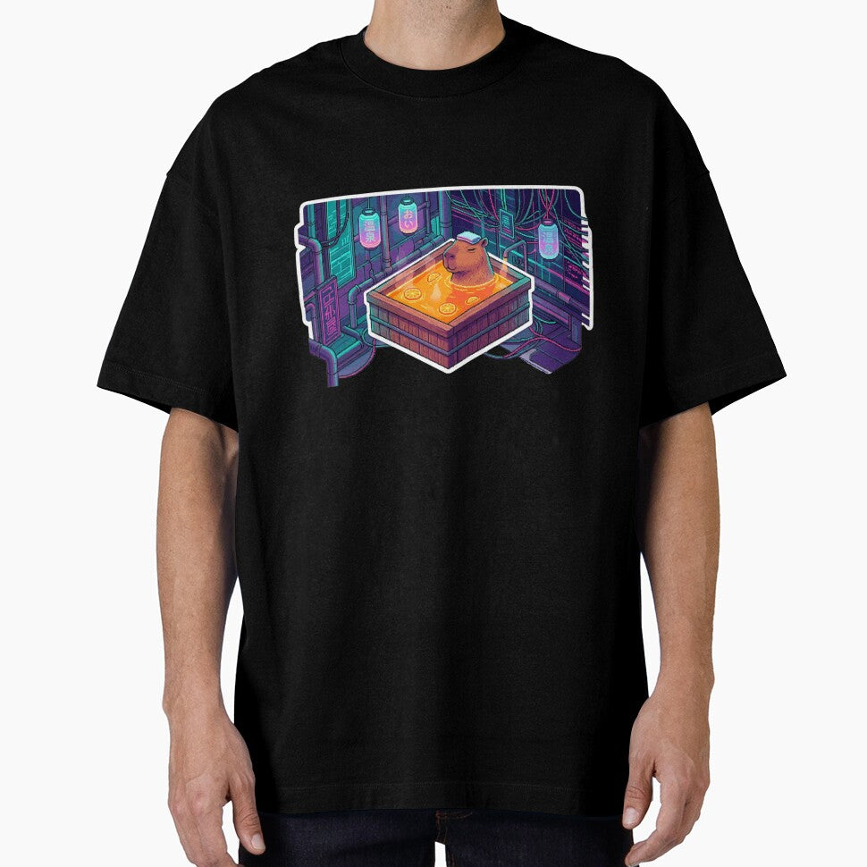 Capivara Neon Zen Pixel Art by fenixtech
