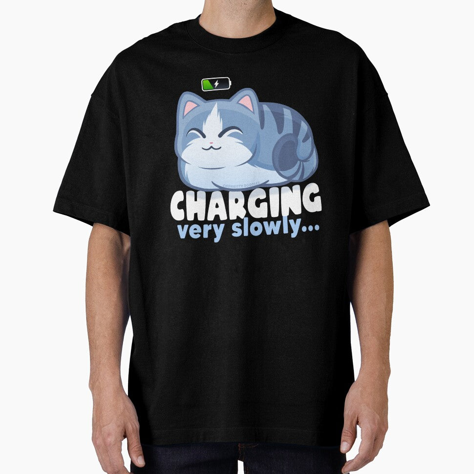 Sleepy Kitty Charging Social Battery Cute Cartoon Cat by Chonkitty