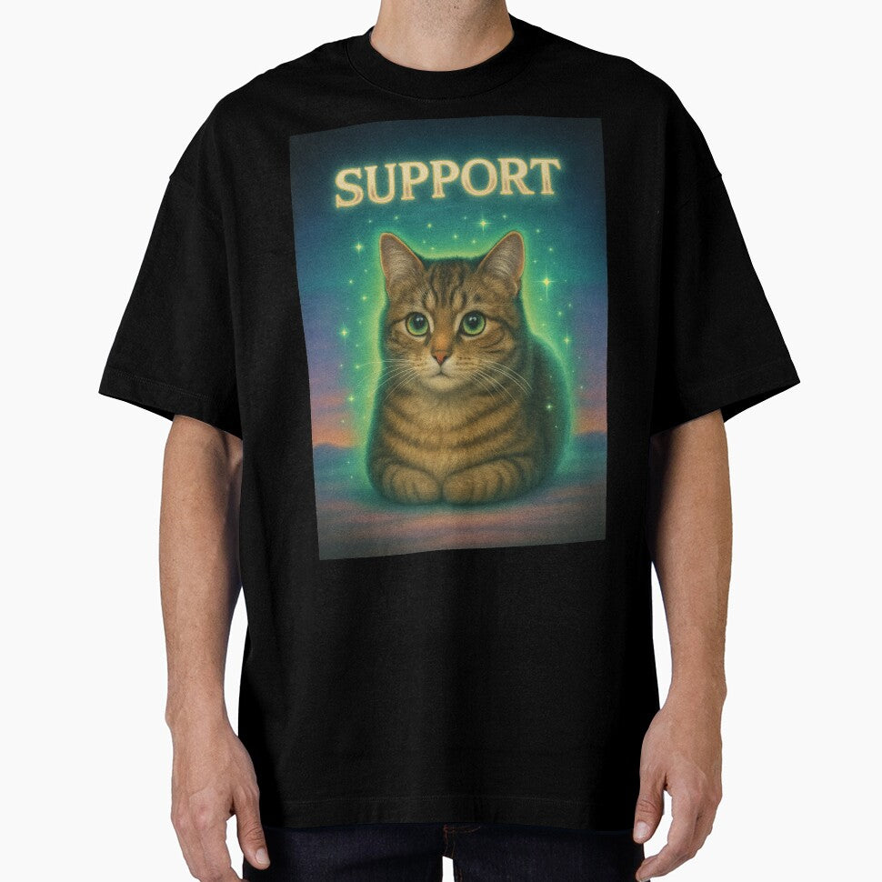 Support Loaf Funny 80s Healer Cat T-Shirt by catastrocat