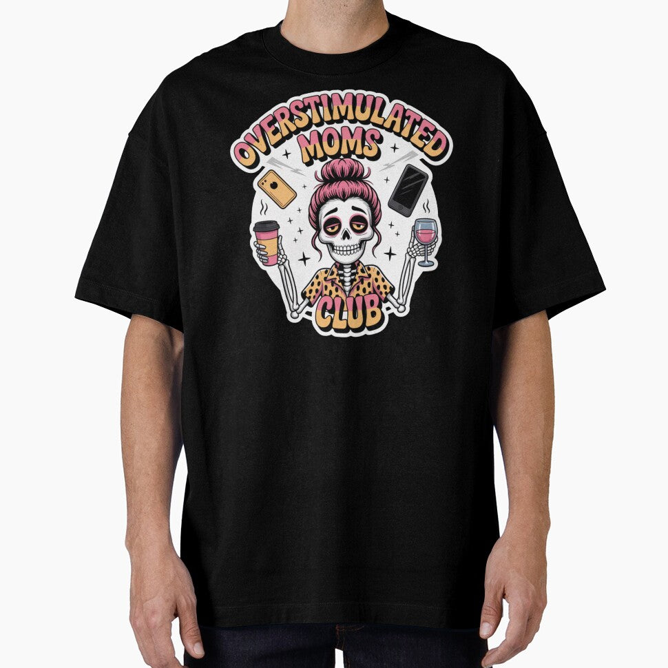 Overstimulated Moms Club – Creepy Glam Skeleton Mom With Coffee by RDRdesign