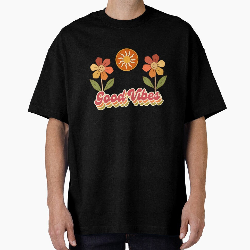 Good Vibes Retro Hippie Flowers by JadedLilacsArt
