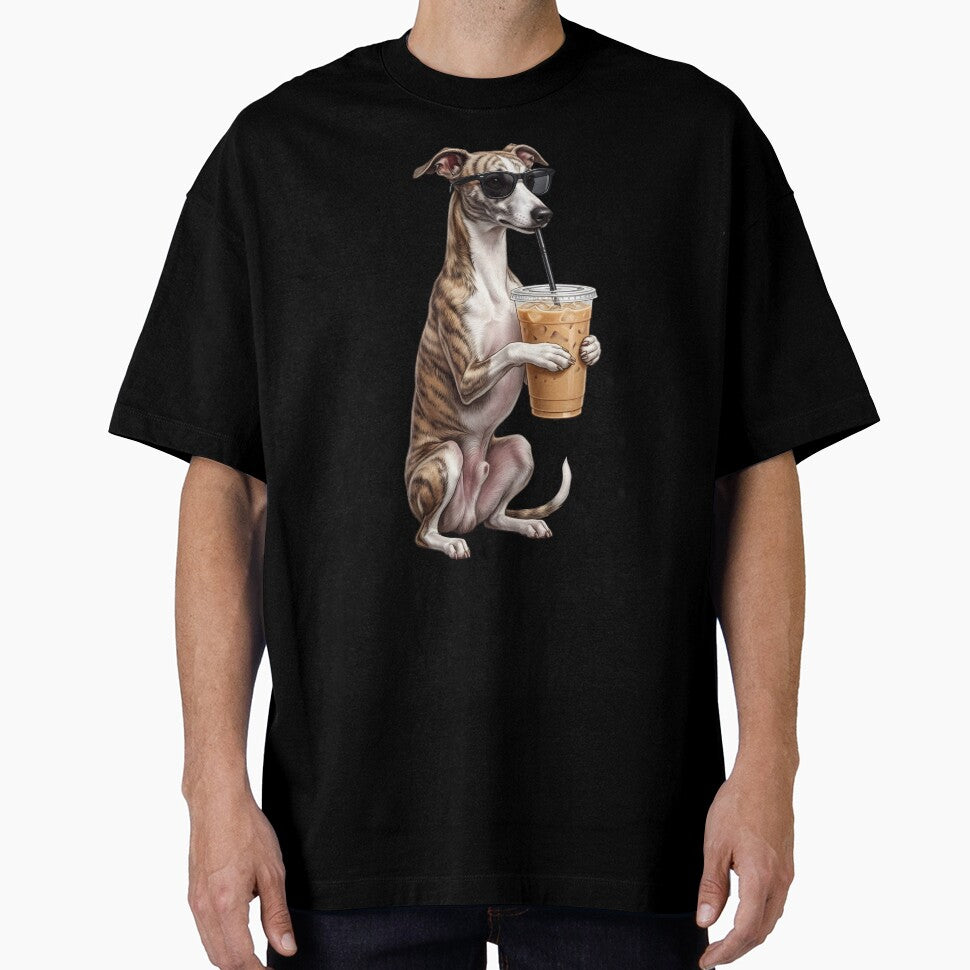 Funny Whippet Drinking Iced Coffee Meme Dog Lover by TerryConnells
