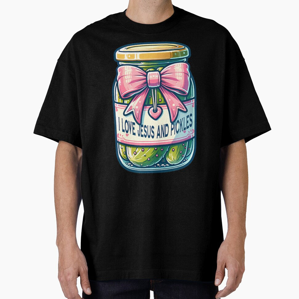 I Love Jesus And Pickles With Cute Coquette Bow Aesthetic by TaraAnnie
