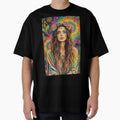 Psychedelic Hippie Goddess - Rainbow Flower Crown & Tie-Dye Portrait by David Brookes Digital
