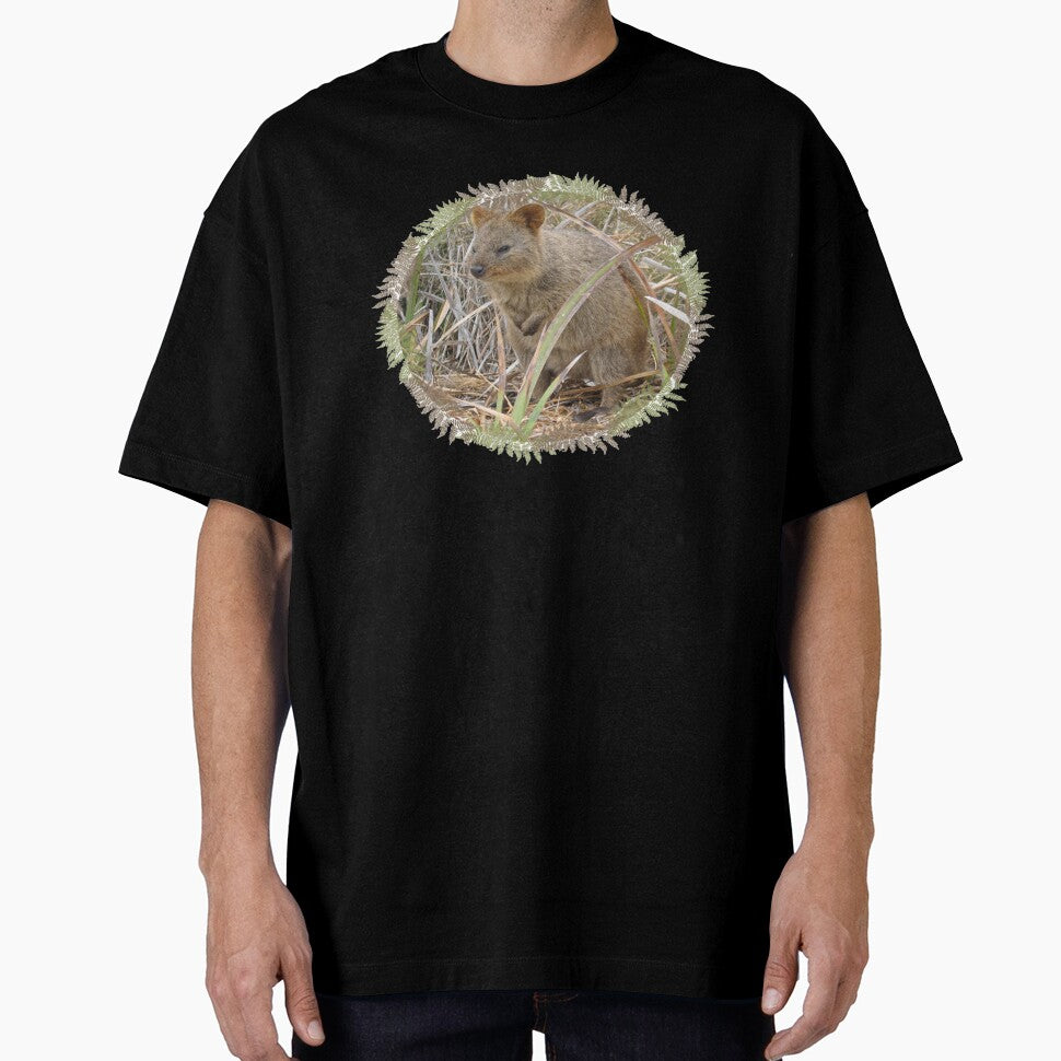Cute Happy Quokka With Leave Round Circle Border by mewsis
