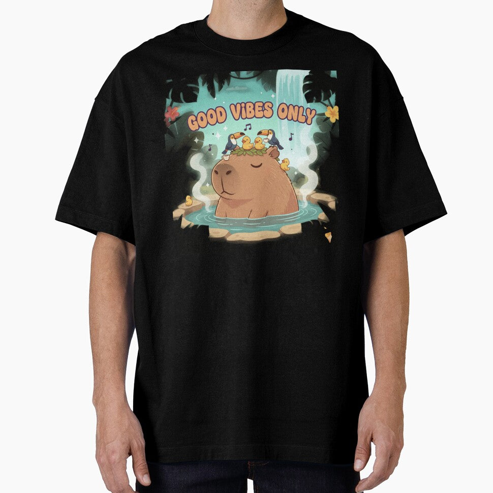 ​Chill Capybara in Hot Spring Good Vibes Only by Irinuca Gifts