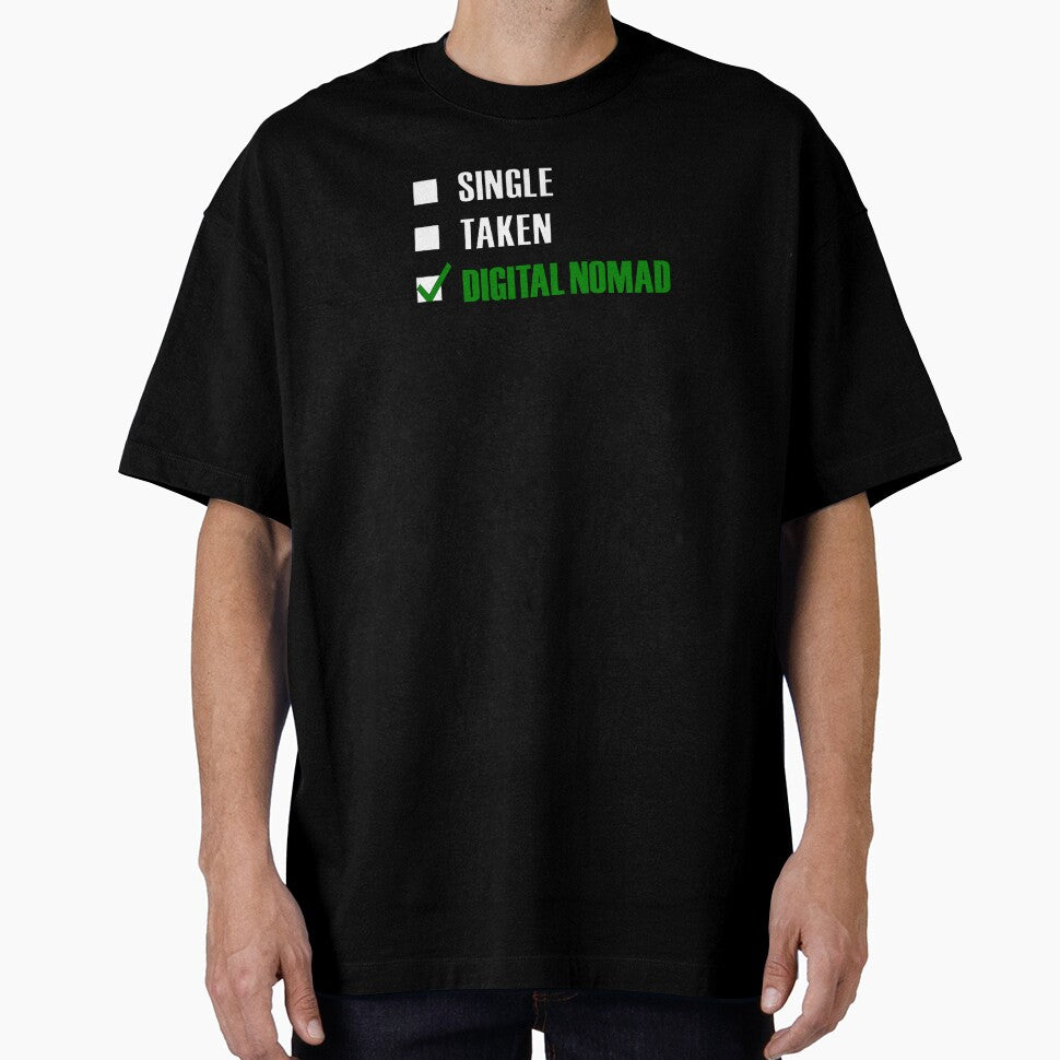 Funny Essentials: Single Taken Digital Nomad Green tick check box - Sleek white typography design (dark mode) by Deegital18