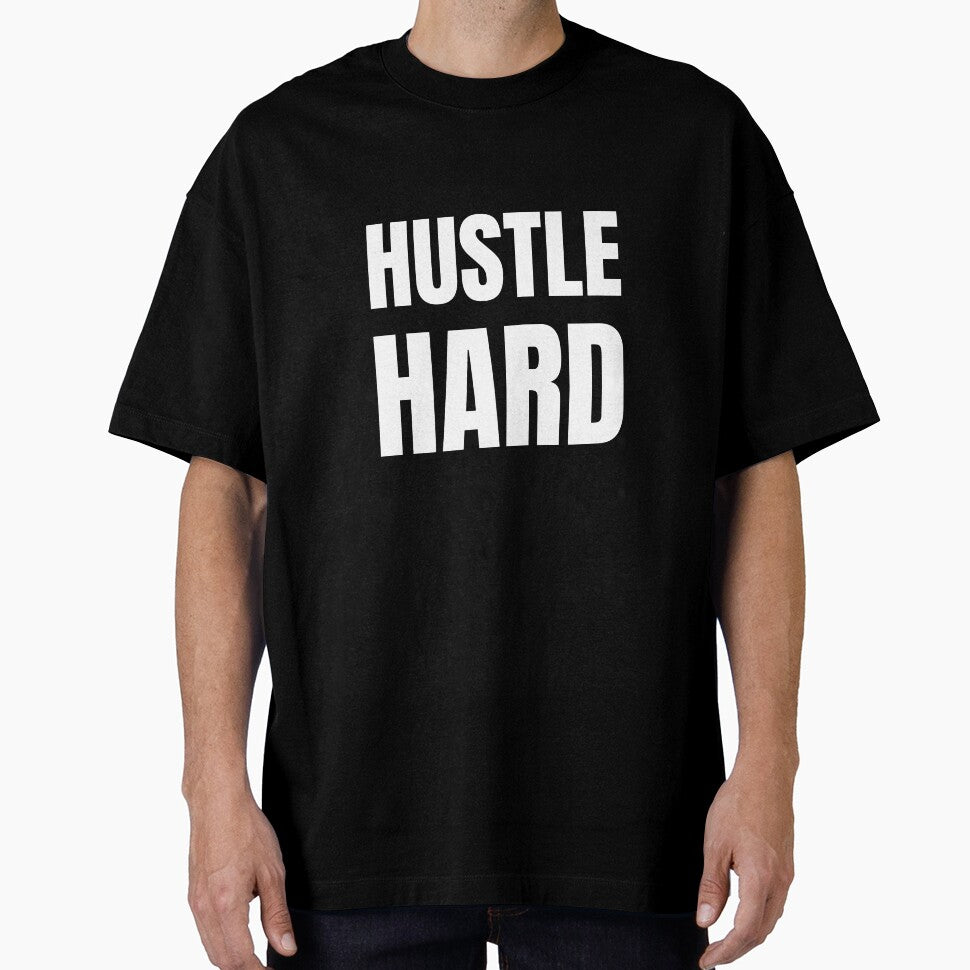 Hustle Hard - white text on dark blue by katiekendall