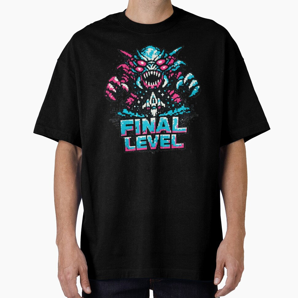 Final Level Neon Boss Monster – Retro Arcade Gaming Design by JonelCrafts