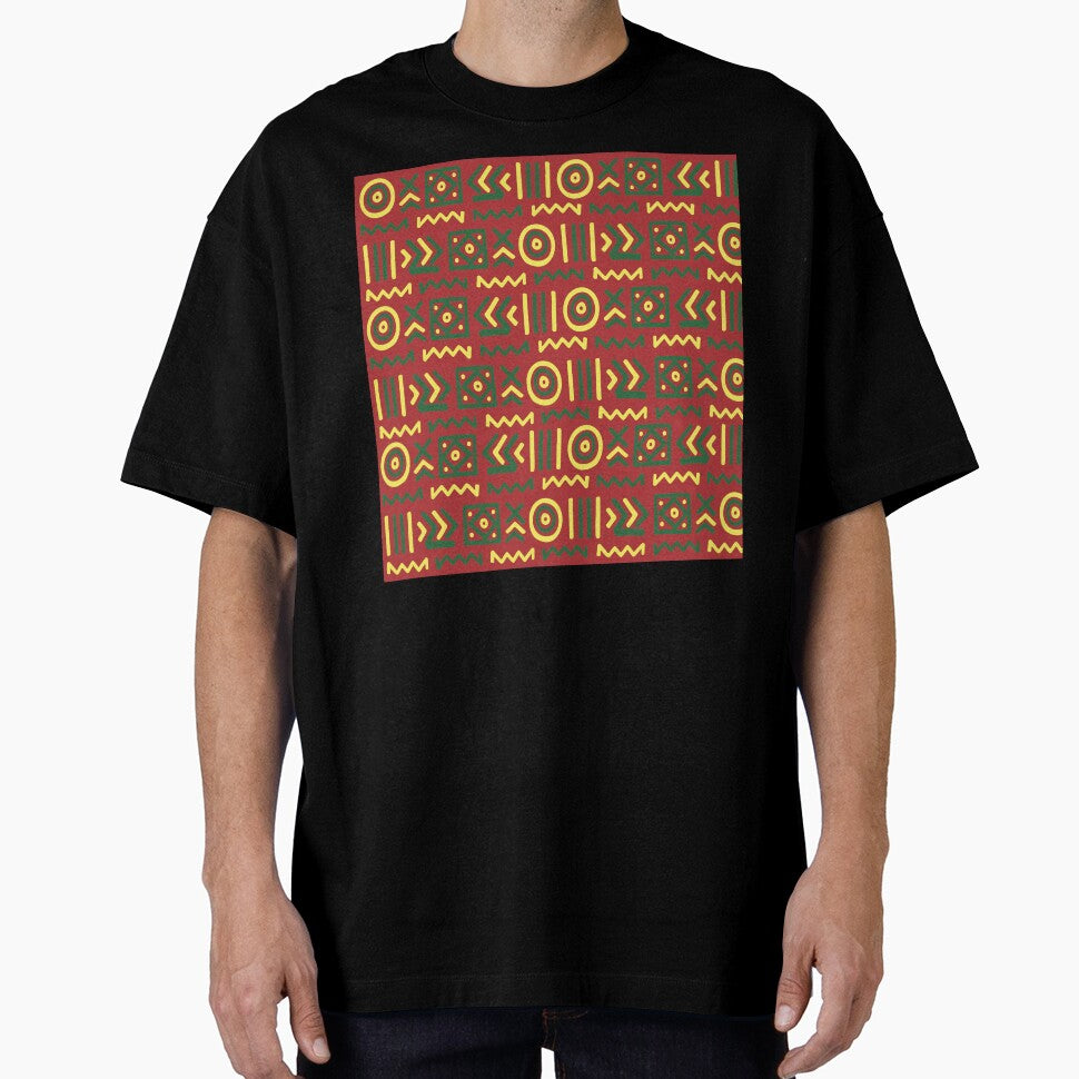 Authentic Bogolan pattern yellow red green by Wolagno