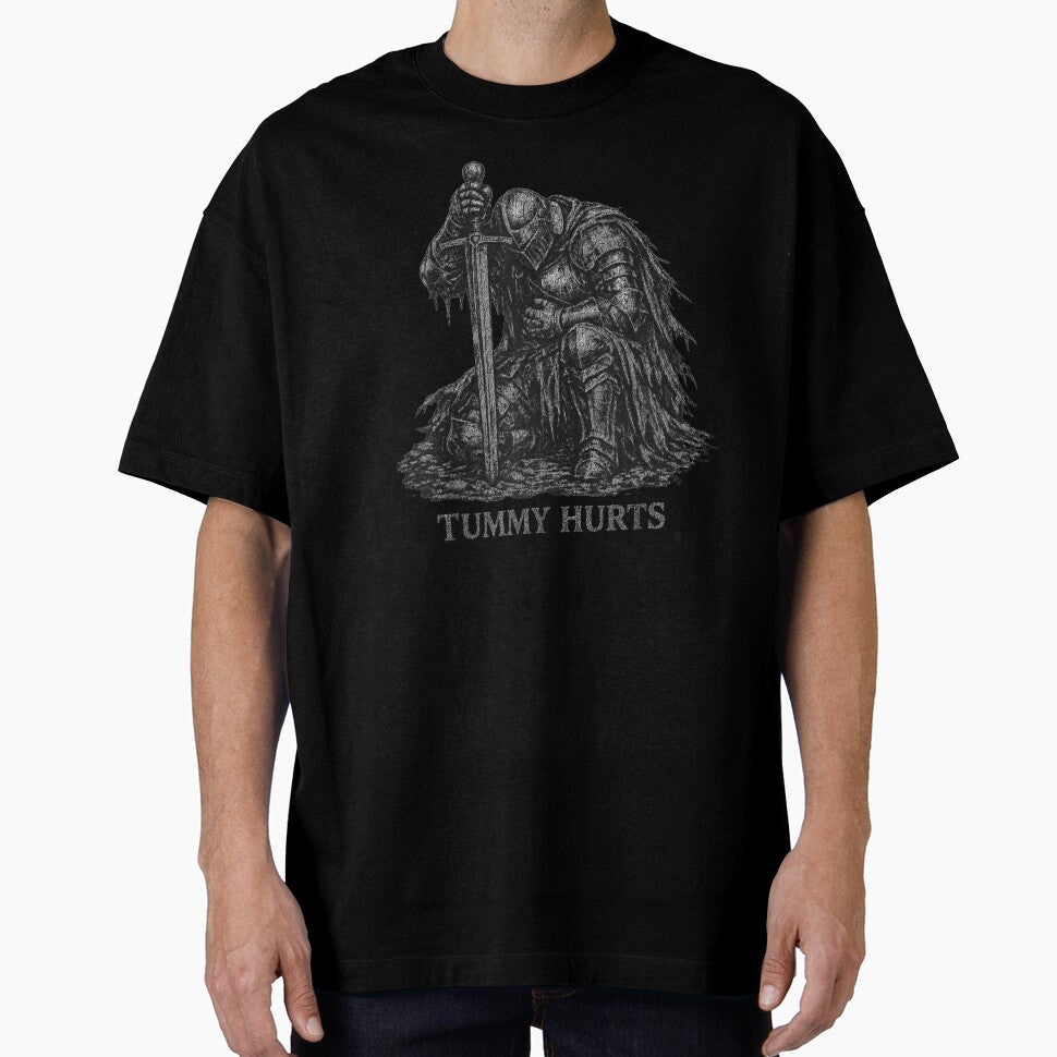 Tummy Hurts Dark Knight Mood Medieval Fantasy Humor by Daisy Grimes
