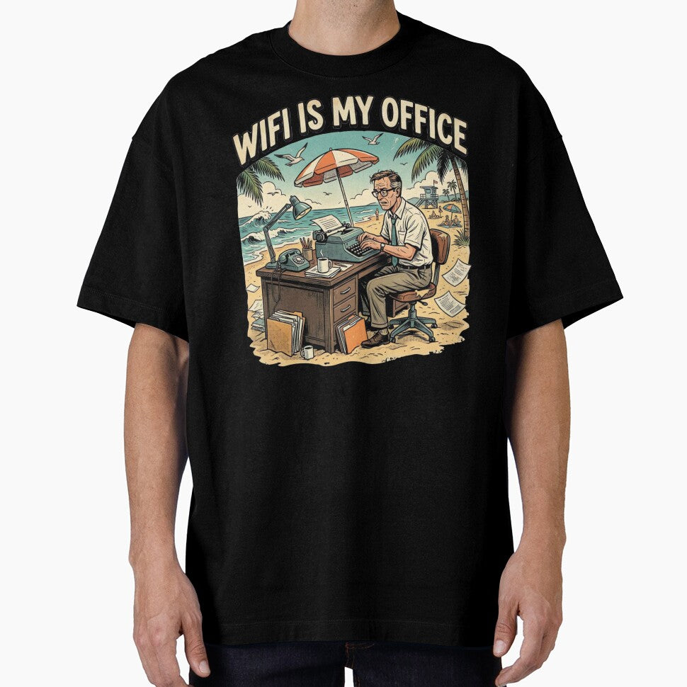 WiFi Is My Office Funny Beach Remote Work Vintage T-Shirt Design by urbinet