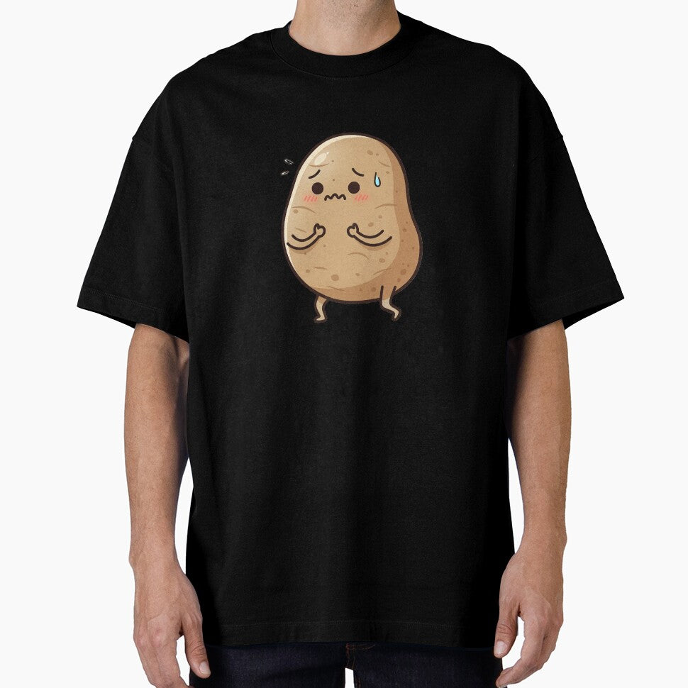 Worried Potato – Funny Anxiety Mascot Art Light Blue by Strange Comforts