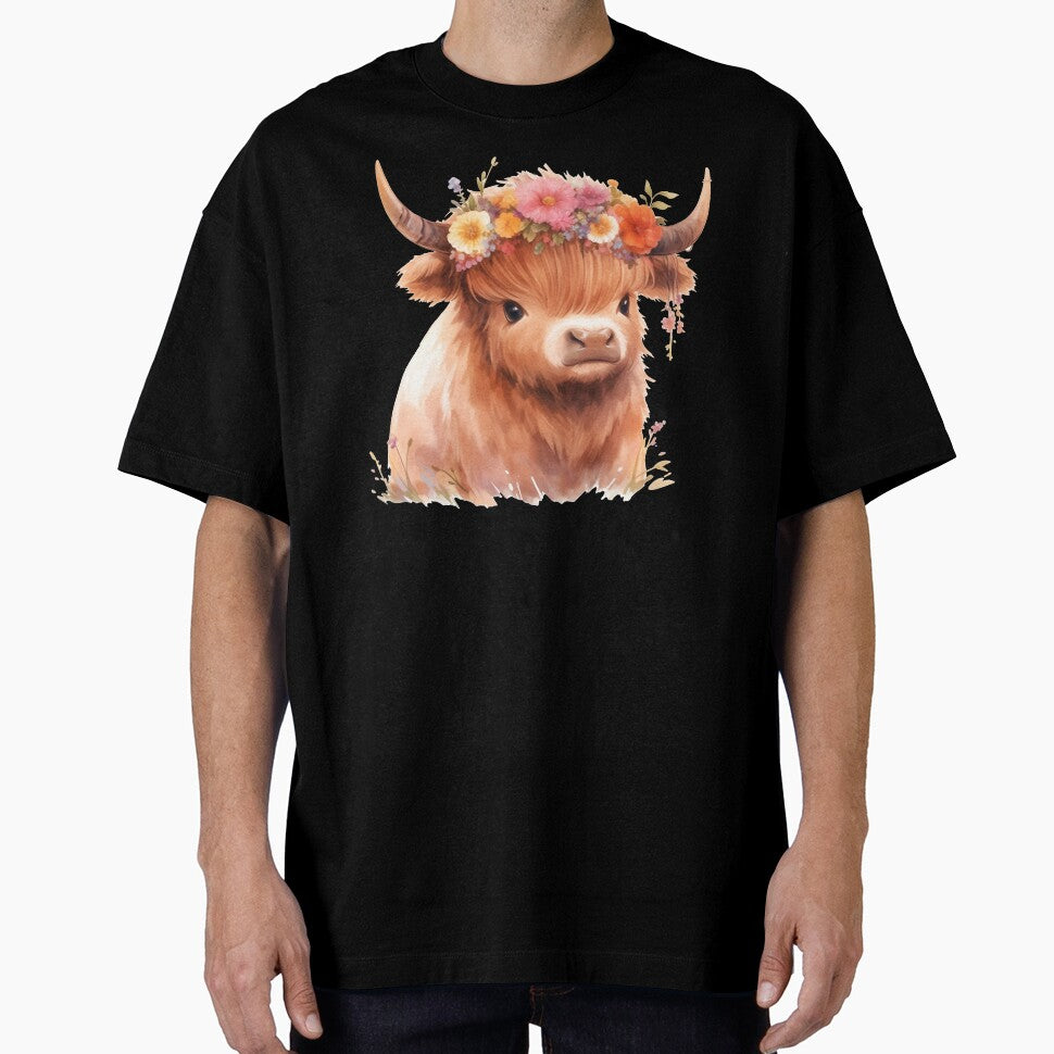 Highland cow with flowers crown by xiao xuans