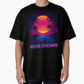 Neon Dreams – Vaporwave Sunset Grid T-Shirt by Laugh & Rewind