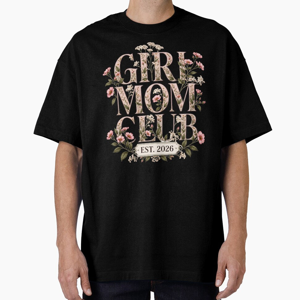 Girl Mom Club Est 2026 Vintage Floral Pregnancy Announcement Gift by AnnDesignStudio