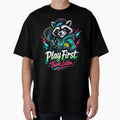 Play First Think Later Raccoon Pickleball Neon Art by Xemora