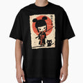 Cute Kawaii Samurai Girl With Katana  Cat Japanese Anime T-Shirt (2) by GabrielaPeterse