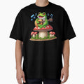 Frog Playing Guitar Sitting on Mushroom by Myra365Art
