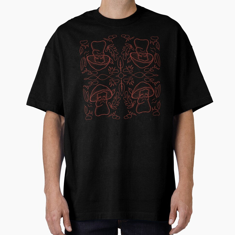 Sad Mushroom Pattern Cute Melancholy Characters by Pryhozha