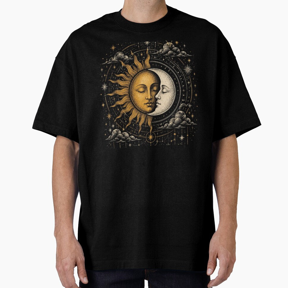Vintage Celestial Sun and Moon Mystical Astrology Tarot Art by LYAN-STORE