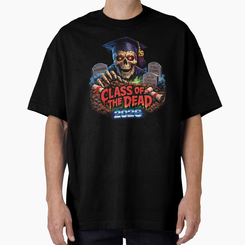 Class of the Dead 2026 Horror Graduation Shirt – Retro 80s Zombie Graduate Design by 486DesignCo